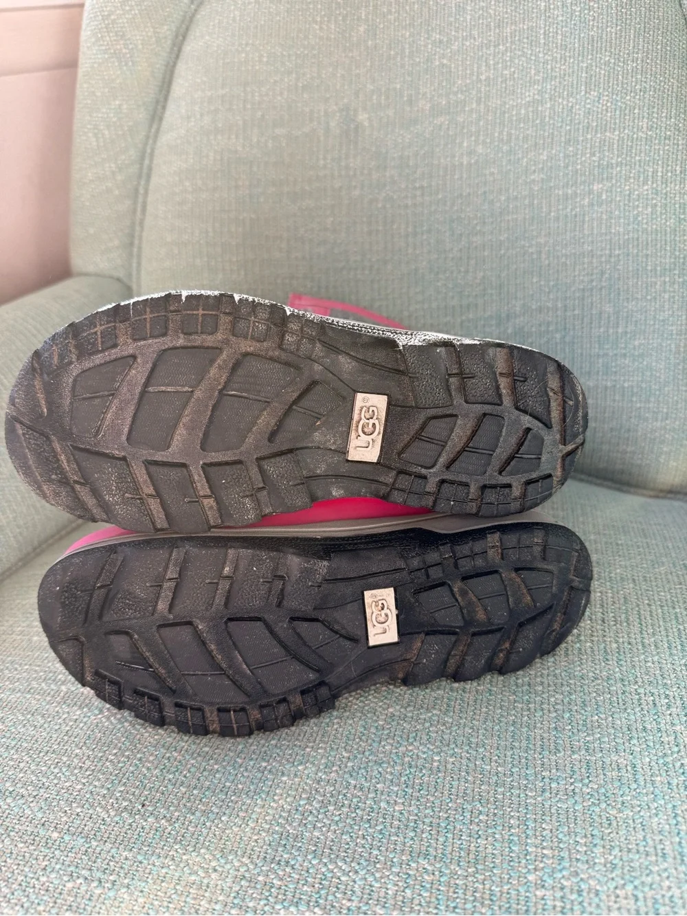 UGG Youth Pink Lace-Up Waterproof Winter Boots with Shearling Trim